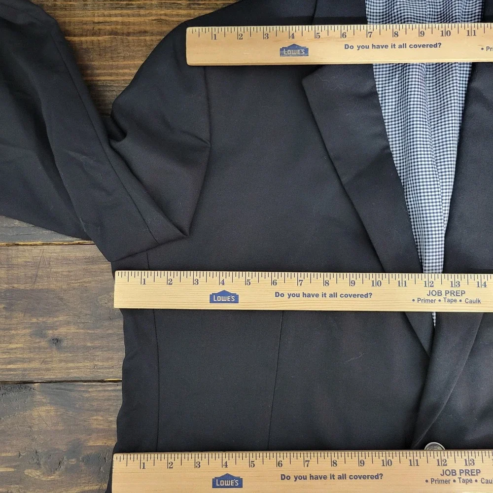 Stafford Men's Sport Coat Blazer Two Button Solid‎ Black Wool Size Classic 48R